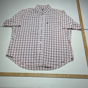 Vintage 90’s Ralph Lauren Men's short sleeve Shirt - Red and White Plaid
